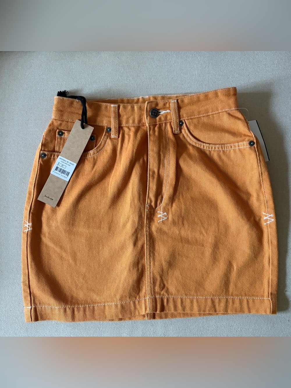 Ksubi Orange Mini Denim Skirt